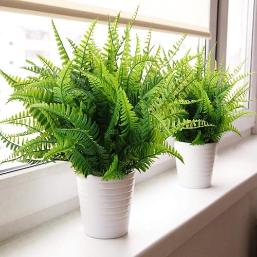 24 Bundles Artificial Boston Fern Plants Bushes for Indoor Outdoor Decor