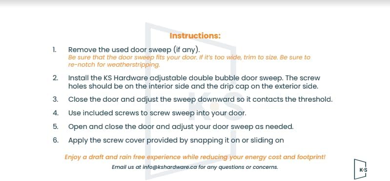 KS Hardware Adjustable Double Bubble Door Sweep 1 34 x 36 White 2 pk