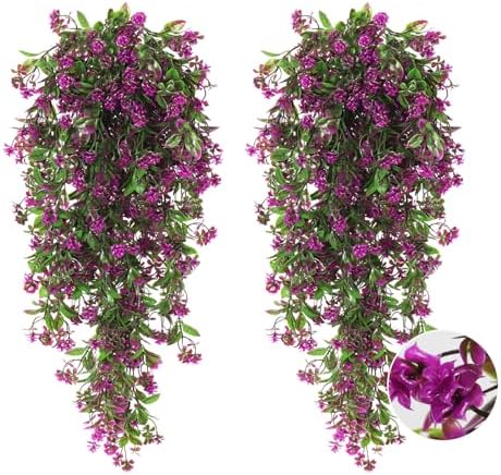 RECUTMS 2Pcs Artificial Hanging Plants Fuchsia