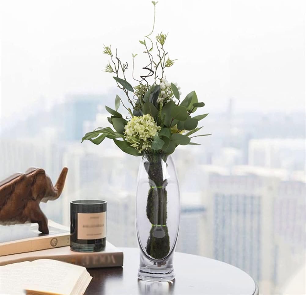 Artificial Eucalyptus Bouquet with Glass Vase for Home Office Bedroom
