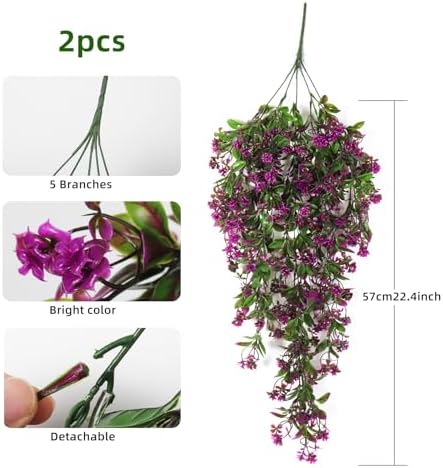 RECUTMS 2Pcs Artificial Hanging Plants Fuchsia