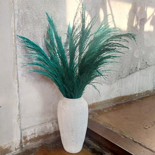 Teal Pampas Grass Decor Tall 4pcs Natural Dried Blue Floral with Aroma