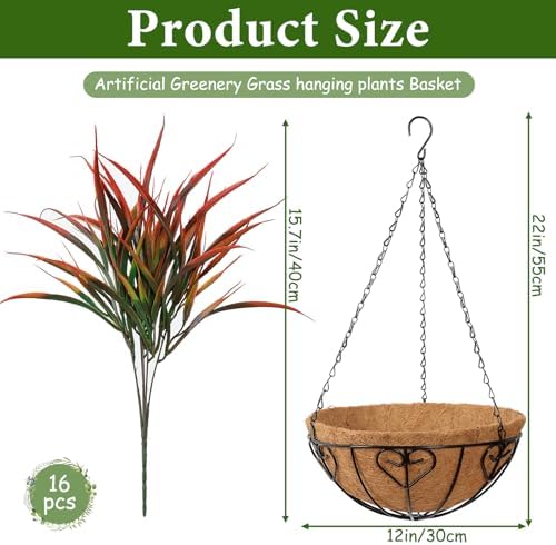 KHOYIME 2 Set Artificial Hanging Plants Basket Decor