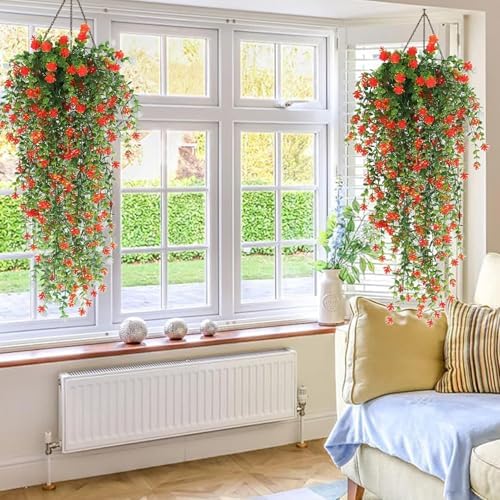 Fake Hanging Plants Artificial Eucalyptus Pothos Vines Greenery for Wall Living Room Garden Decor