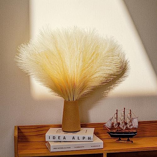 10 Stems Faux Pampas Grass - 177 Inch Artificial Decor for Boho Home