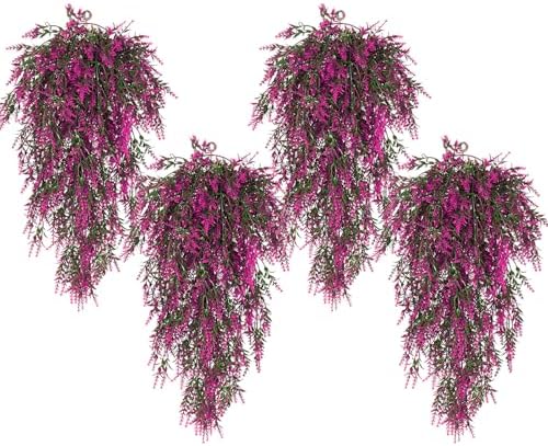 SJL Artificial Flower Hanging Vine Faux Lavender UV Resistant Decor