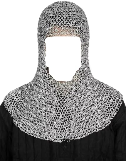 Chain Mail Coif 10mm Aluminum Round Ring Medieval Headpiece