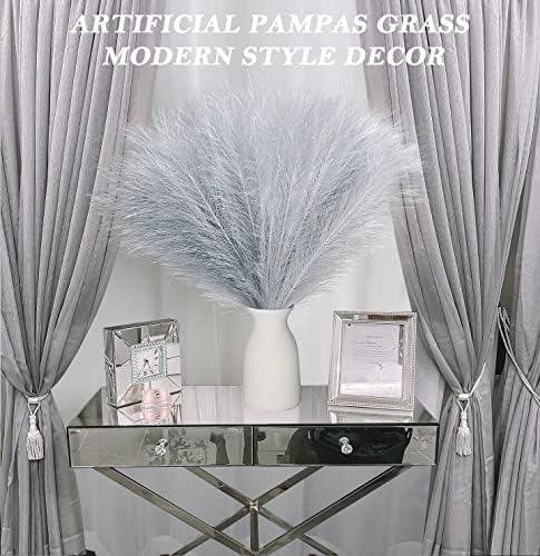 Pusuny 5PCS 18 Inch Silver Artificial Pampas Grass