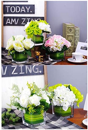 Artificial Flowers in Glass Vase Mini Potted Plant for Home Wedding Decor