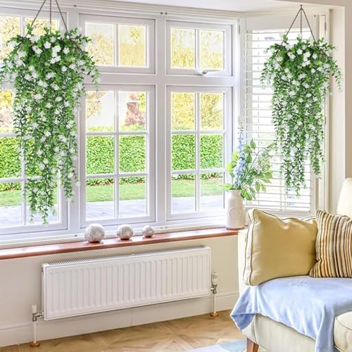 Fake Hanging Plants Artificial Eucalyptus Pothos Vines Greenery for Wall Living Room Garden Decor