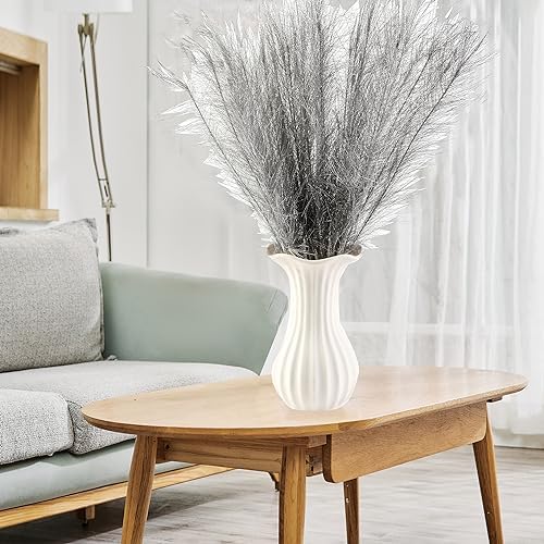 30 pcs Silver Faux Pampas Grass Decor 17 Inch
