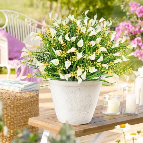 RECUTMS 12 Bundle UV Resistant Artificial Calla Lily Flowers for Home and Garden