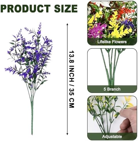 20 Bundles UV Resistant Artificial Lavender for Outdoor Decor