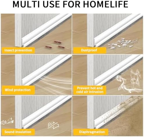 OHLLWERD Door Sweep Set 2 Pcs Under Door Draft Stopper with Brush Seals and Dust Pan