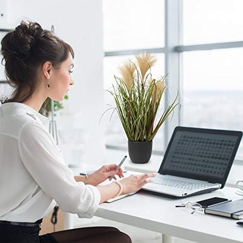 Briful 17 Inch Artificial Potted Plants Faux Onion Grass for Home Office Bedroom Living Room Table Decoration