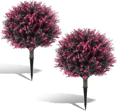 LAFORMO Artificial Rose Boxwood Topiary Ball 28 Outdoor Decor