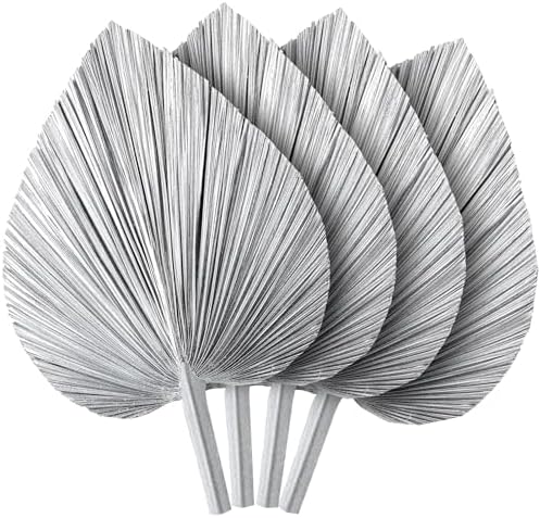 4 Pcs Large Silver Dried Palm Leaves Boho Decor