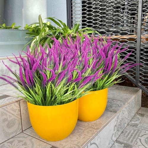SAREAL Artificial Plants - 10 Bundles Faux Bead Grass Greenery UV Resistant Weatherproof Red