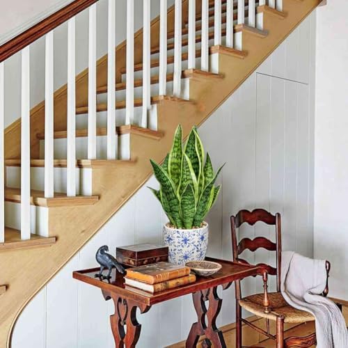 Hollyone Artificial Snake Plant with Blue Porcelain Pot