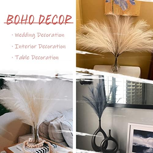 U-LIAN 12PCS Pink Faux Pampas Grass 24 Inch Decor Set