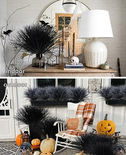 Fake Black Plants Artificial Grass for Outdoor Halloween Decor 12Pcs