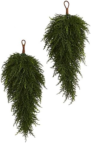 Nearly Natural 26in Cedar Artificial Teardrop Set of 2