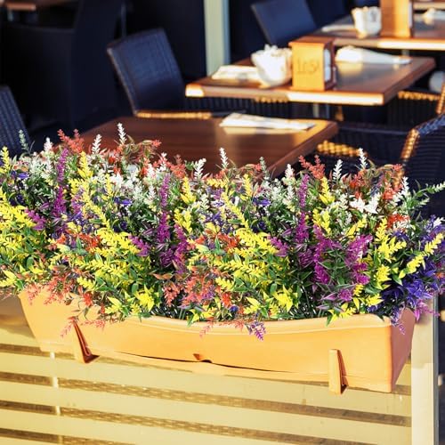 20 Bundles UV Resistant Artificial Lavender for Outdoor Decor