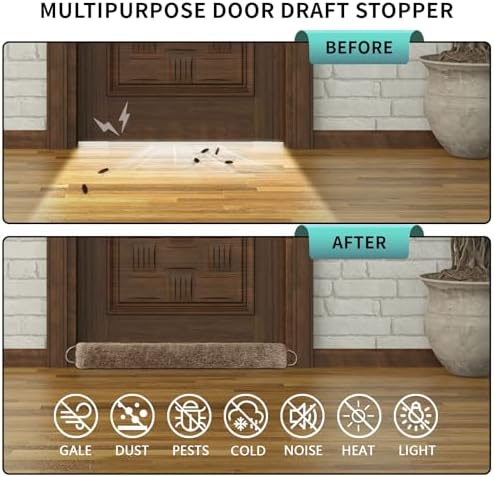 36 Inch Weighted Door Draft Stopper Heavy Under Door Noise Blocker Brown
