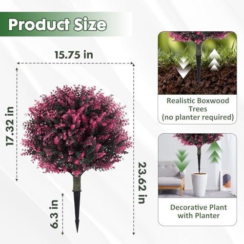 LAFORMO Artificial Rose Boxwood Topiary Ball 28 Outdoor Decor
