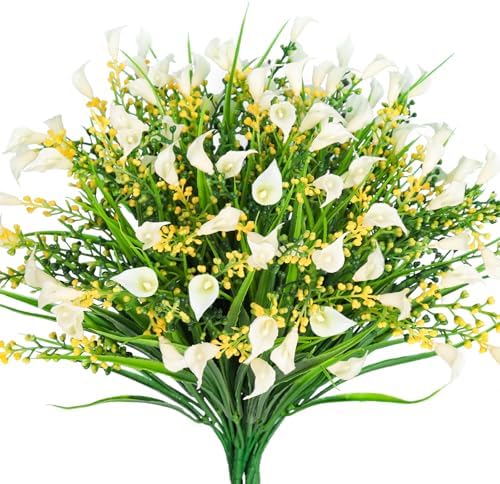 RECUTMS 12 Bundle UV Resistant Artificial Calla Lily Flowers for Home and Garden