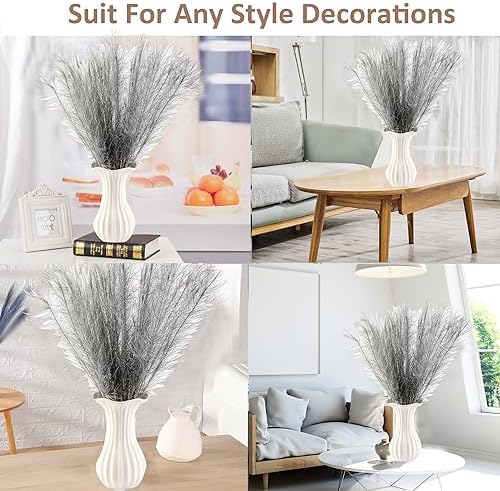30 pcs Silver Faux Pampas Grass Decor 17 Inch