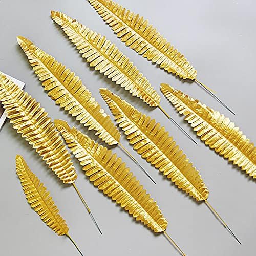30PCS Artificial Golden Leaves Tropical Palm Faux Plants for Decor
