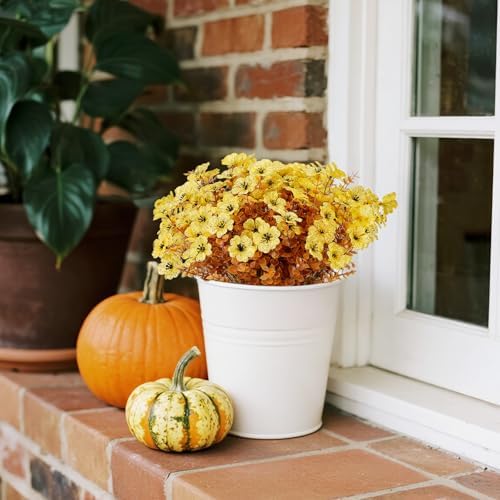 12 Bundles Artificial Mums for Outdoor Fall Decor