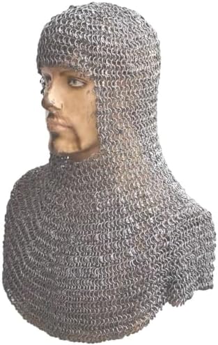 Aluminum Chainmail Coif Round Riveted Hood u76 Silver
