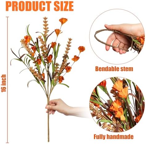Sggvecsy Artificial Fall Flowers 6 Pcs 16 Inch Floral Arrangement