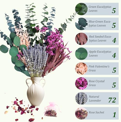 100pcs Dried Lavender Eucalyptus Bouquet for Home Decor and Bathroom Hanging