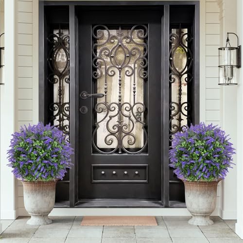 23 Inch Set of 2 Artificial Boxwood Topiary with Sunflowers for Outdoor Decor