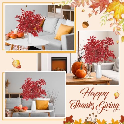 6pcs 39inch Artificial Cimicifuga Plant Leaves for Fall Decor