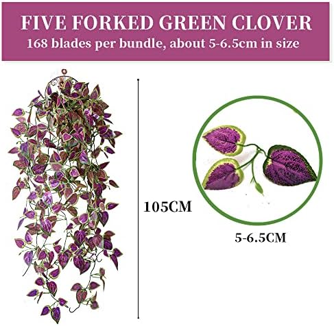 3PCS Perilla Leaves Artificial Hanging Plants for Indoor Outdoor Decor