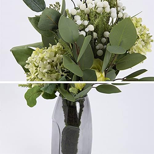 Artificial Eucalyptus Bouquet with Glass Vase for Home Office Bedroom