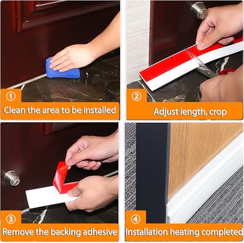 YTDSUP Door Draft Stopper 4 Pack White Strong Adhesive