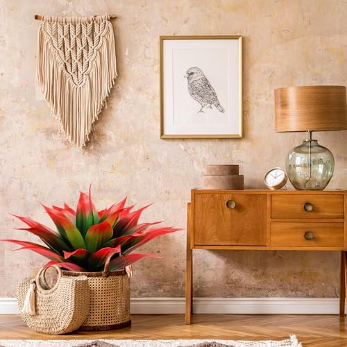 Giegxin 2 Pack 18 Inch Artificial Agave Plants Red UV Resistant Fake Succulent for Indoor Outdoor Home Office Decor