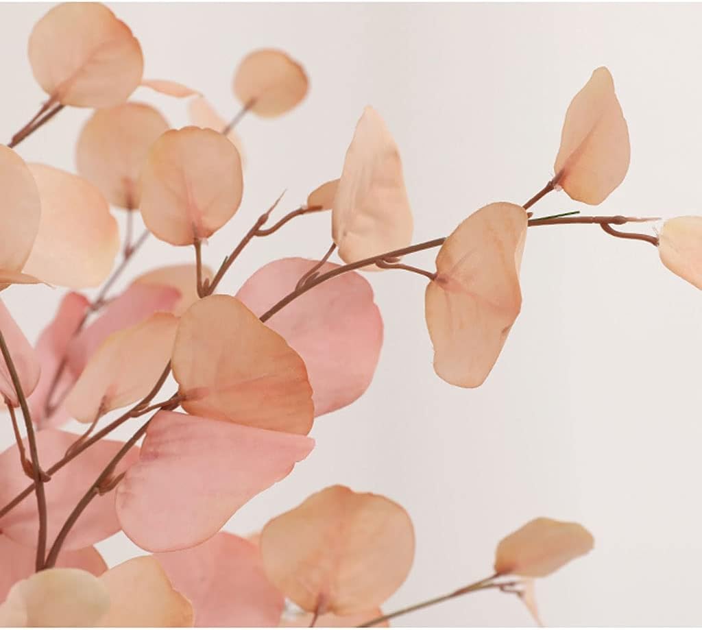 Faux Eucalyptus Artificial Flowers with Glass Vase for Home Decor