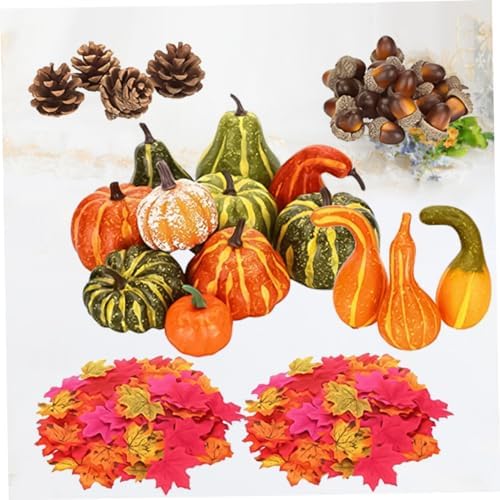Garneck 141pcs Artificial Pumpkin and Acorn Decor for Halloween and Fall Home Decoration