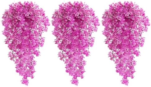 3Pcs Artificial Hanging Rose Plants 295 in UV Resistant for Home Indoor Outdoor Decor Wedding Party