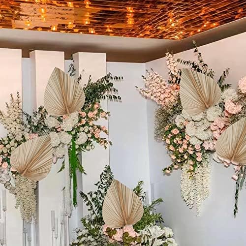 Rbenxia 4 Piece Dried Palm Leaves Heart Shaped Boho Fans for Holidays Weddings Parties and Baby Showers