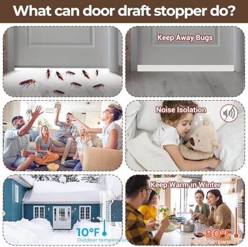 2 Pack Door Draft Stoppers for Bottom of Door 39 Inch White Silicone Weather Stripping Door Seal
