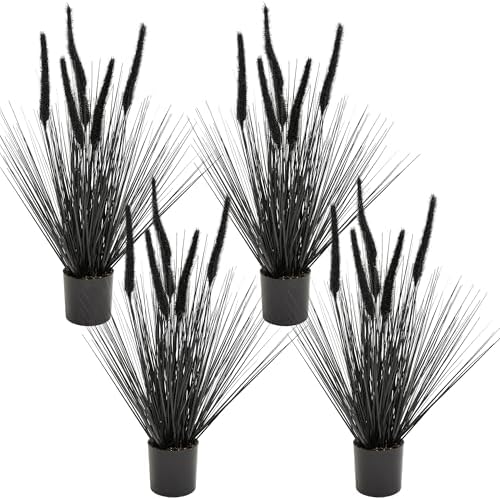 KOL 2ft Black Artificial Horsetail Grass 4-Pack