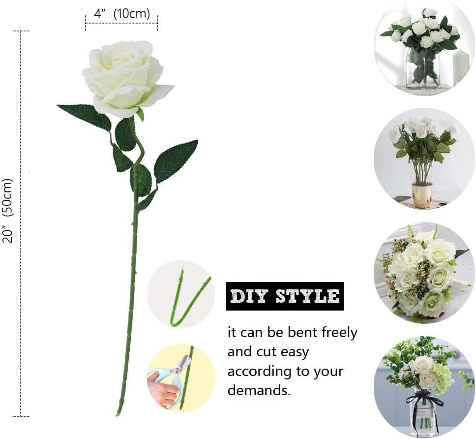 CZCZC 12 Pack Artificial Silk Roses Bouquets Decor