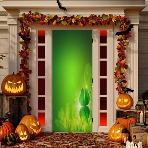 Susiyo Green Clover Leaf Halloween Door Cover 32x79 in